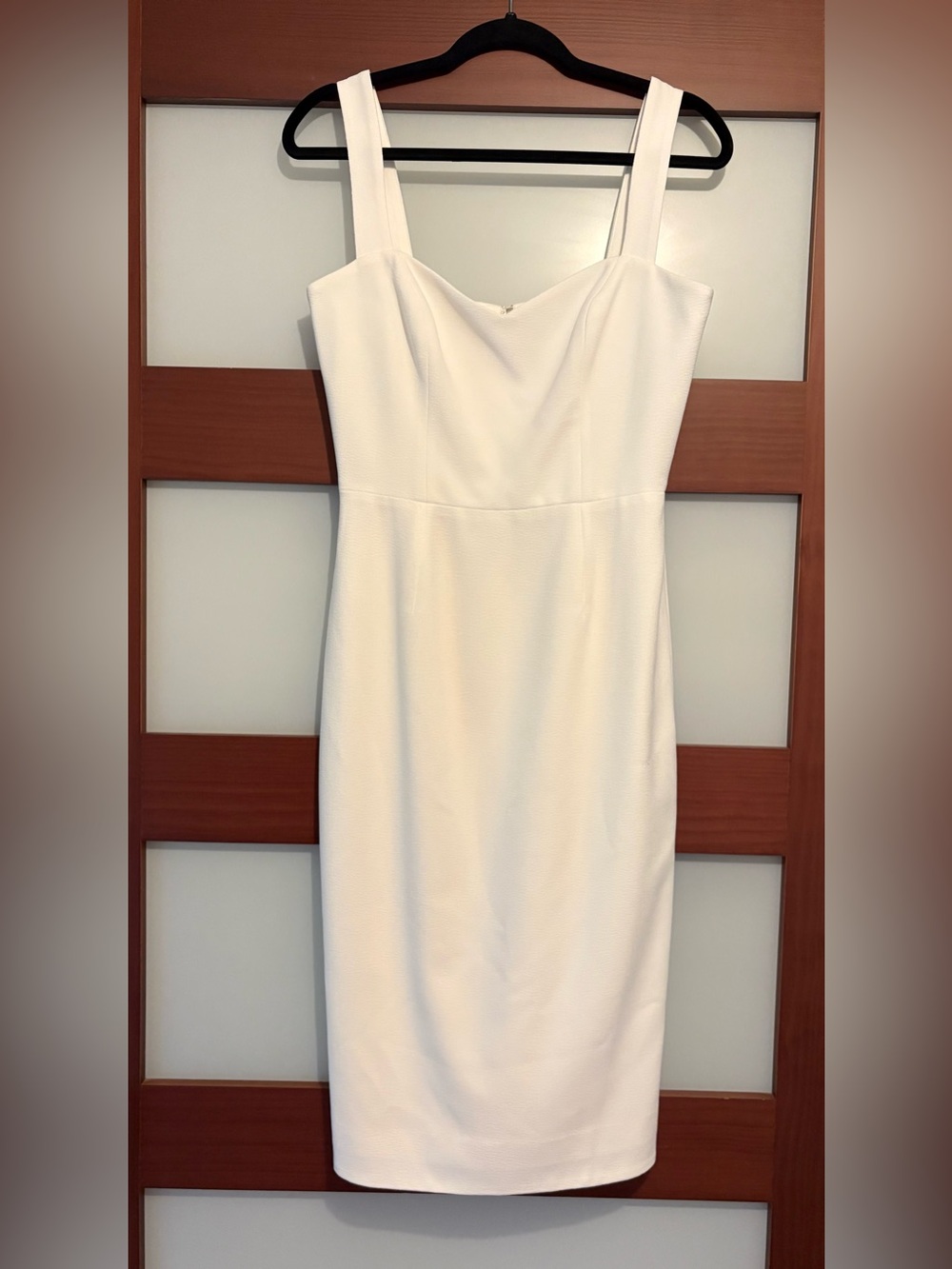 Dress the Population Cream White Fitted Sheath Dress with Wide Straps